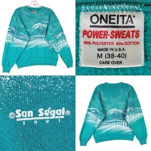 Vintage Colorado Winter Sweatshirt Mens Medium AOP Mountains 90s USA Oneida